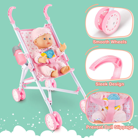 deAO 13-inch doll with removable clothes for quick outfit changes