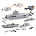 The deAO Aircraft Carrier Toy Play Set shown with full fleet for imaginative battle play.