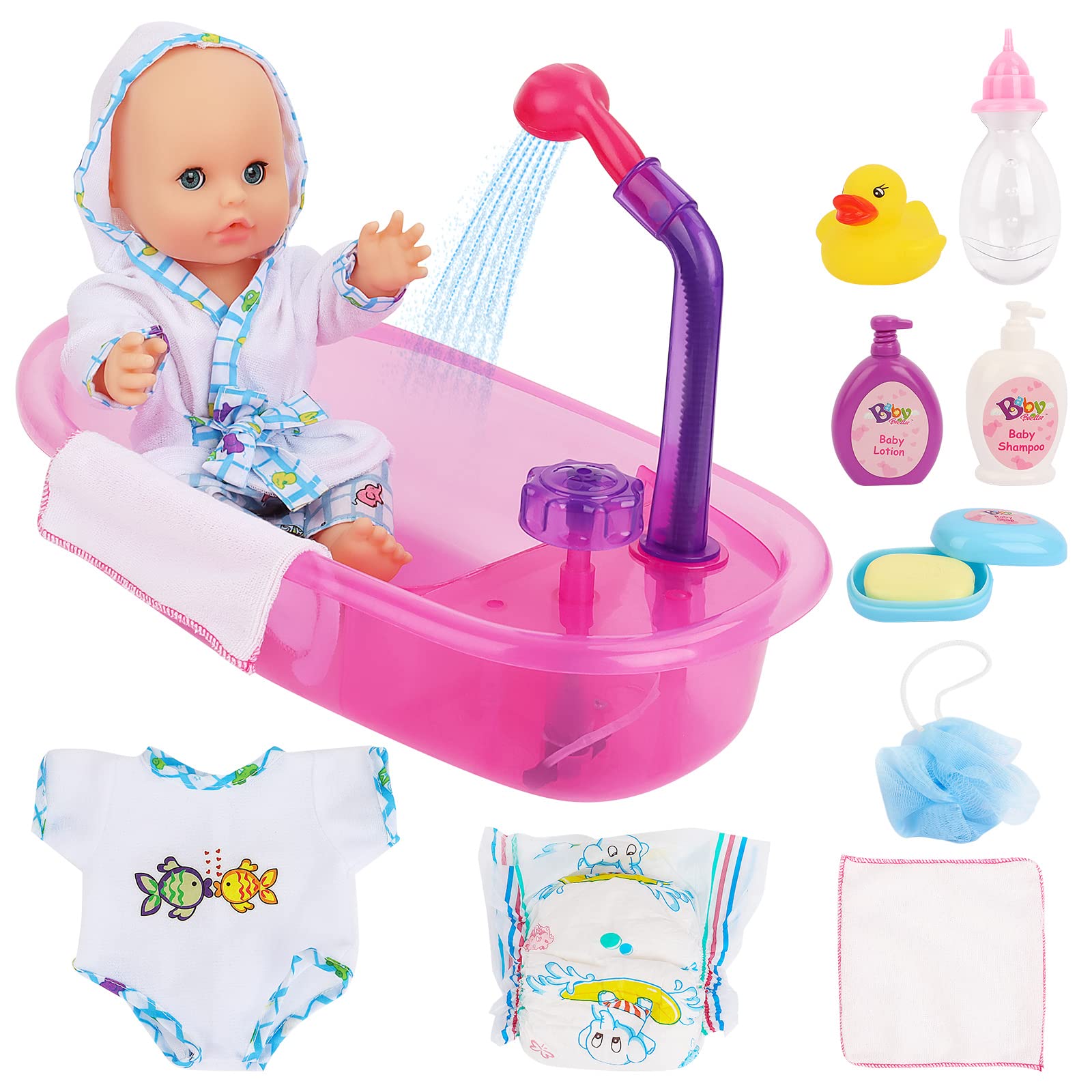 deAO baby doll bath set bathtub: durable, safe play tub for imaginative bath time