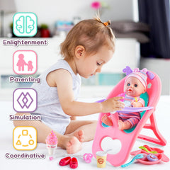 deAO pacifier and cups promote gentle nurturing during pretend meals.