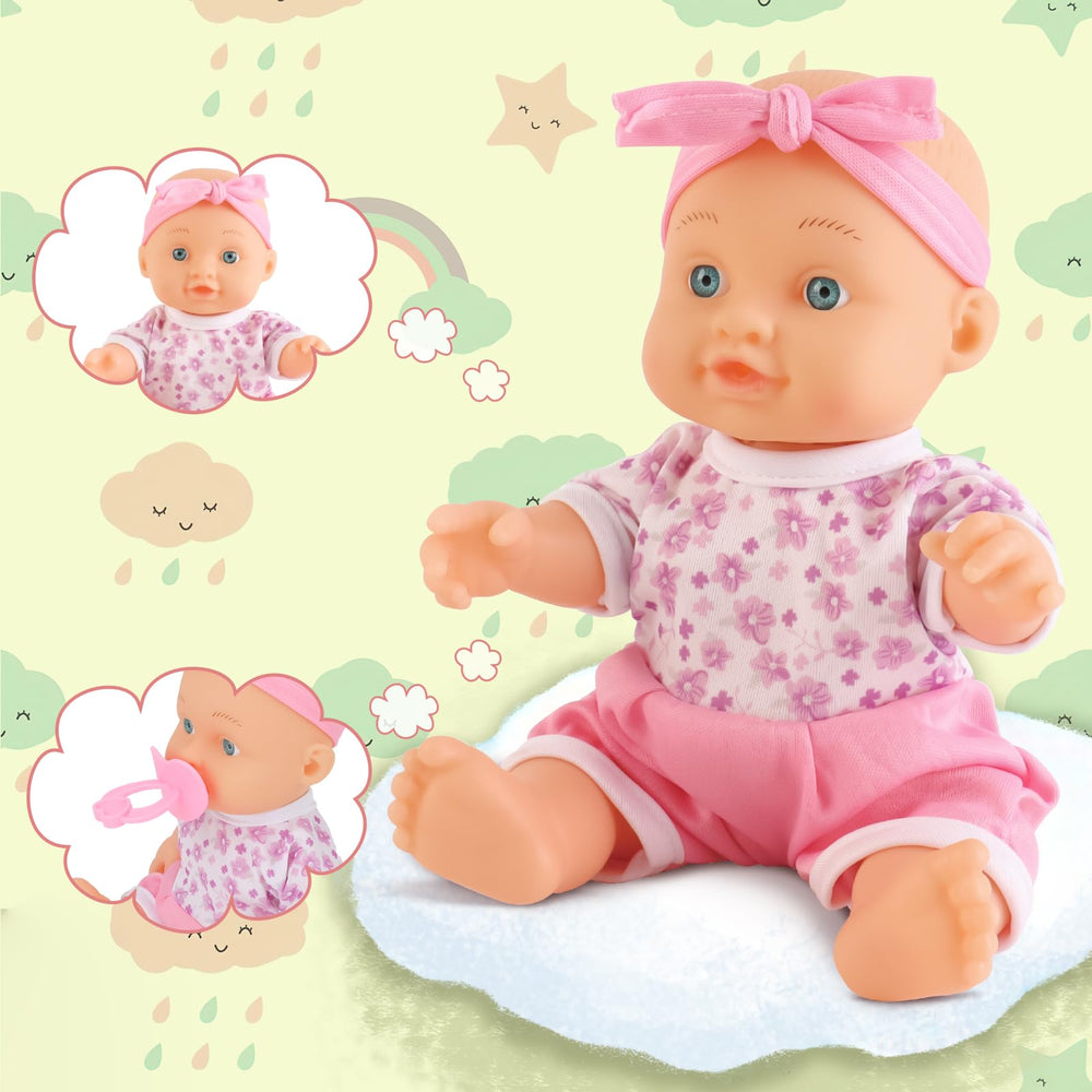 deAO Baby Doll Set bib for tidy, interactive playtime