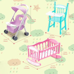 deAO Baby Doll Set cradle for soothing routine pretend play