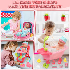 deAO Baby Doll Set crib for cozy naptime pretend play.