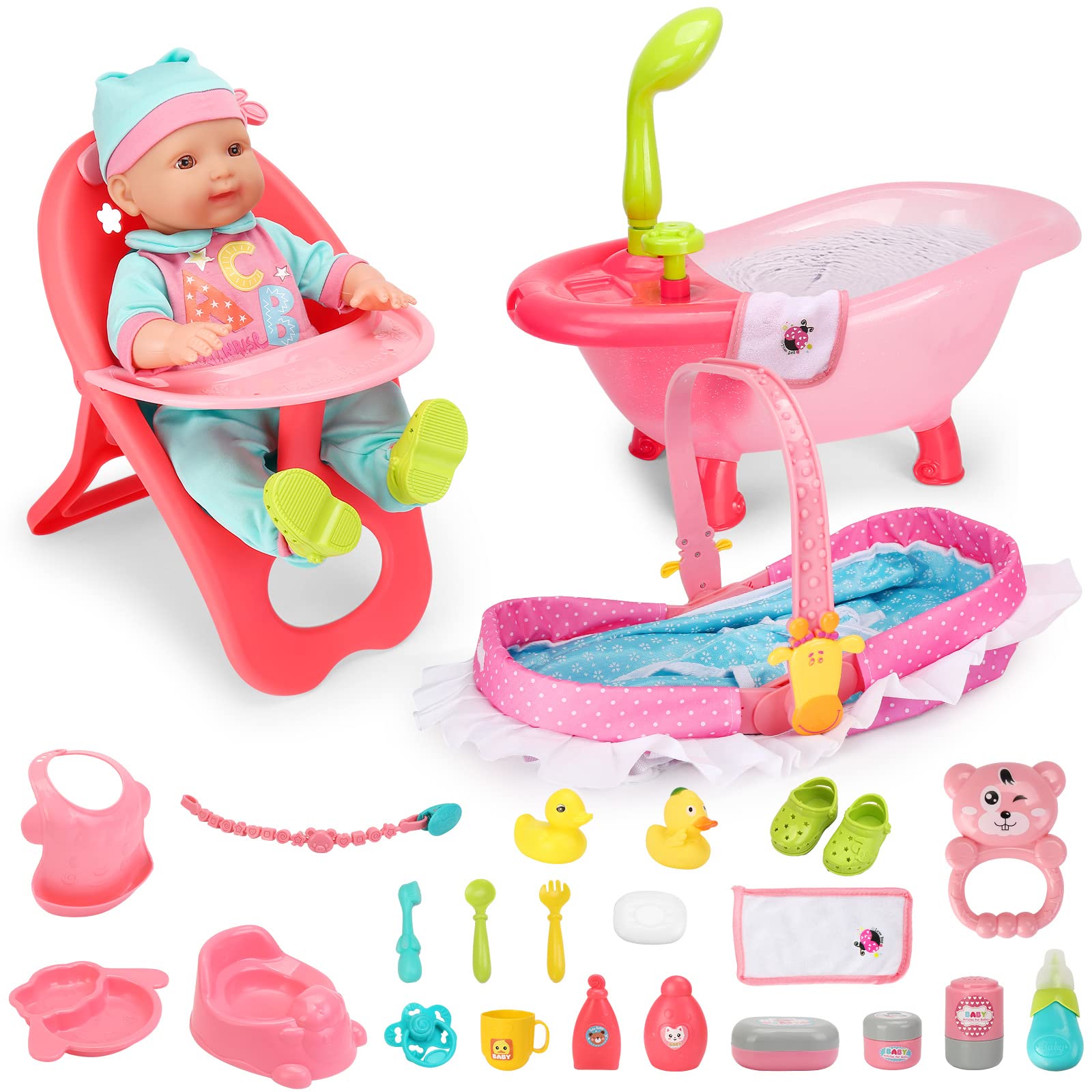 deAO Baby Doll Set shoes for dressing and imaginative play.