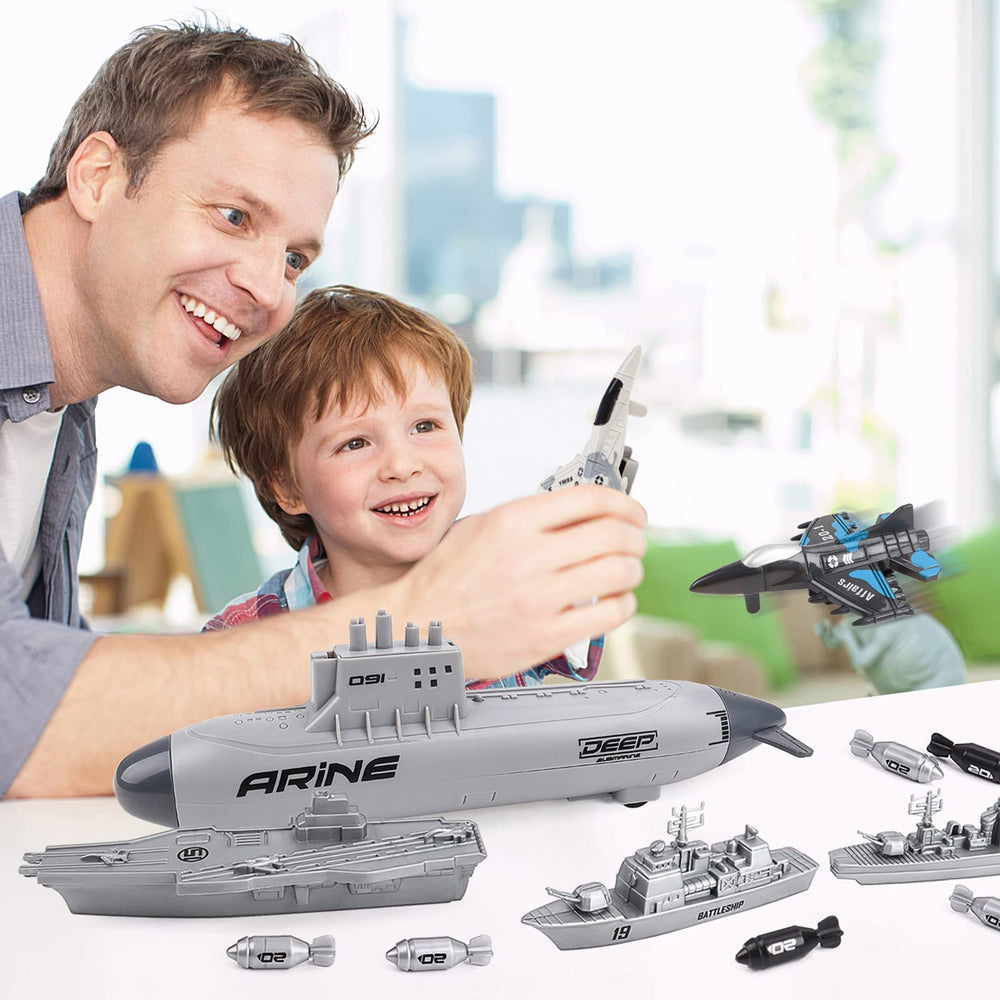 The deAO Battleship toy-ship-two complements fleet play with reliable construction.