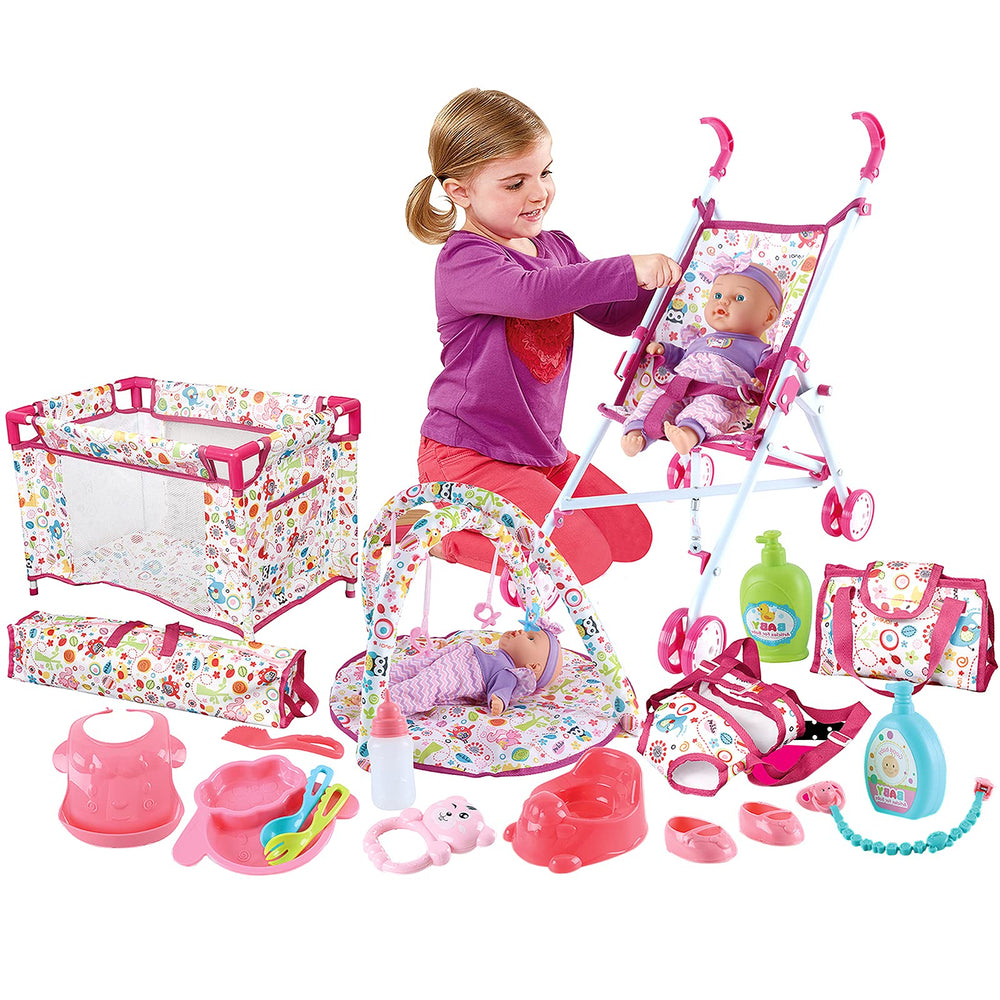 deAO kids doll stroller for portable imaginative play and nurturing pretend care.