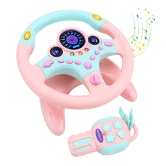 deAO Kids Steering Wheel backseat pink offers imaginative in-car play for children.