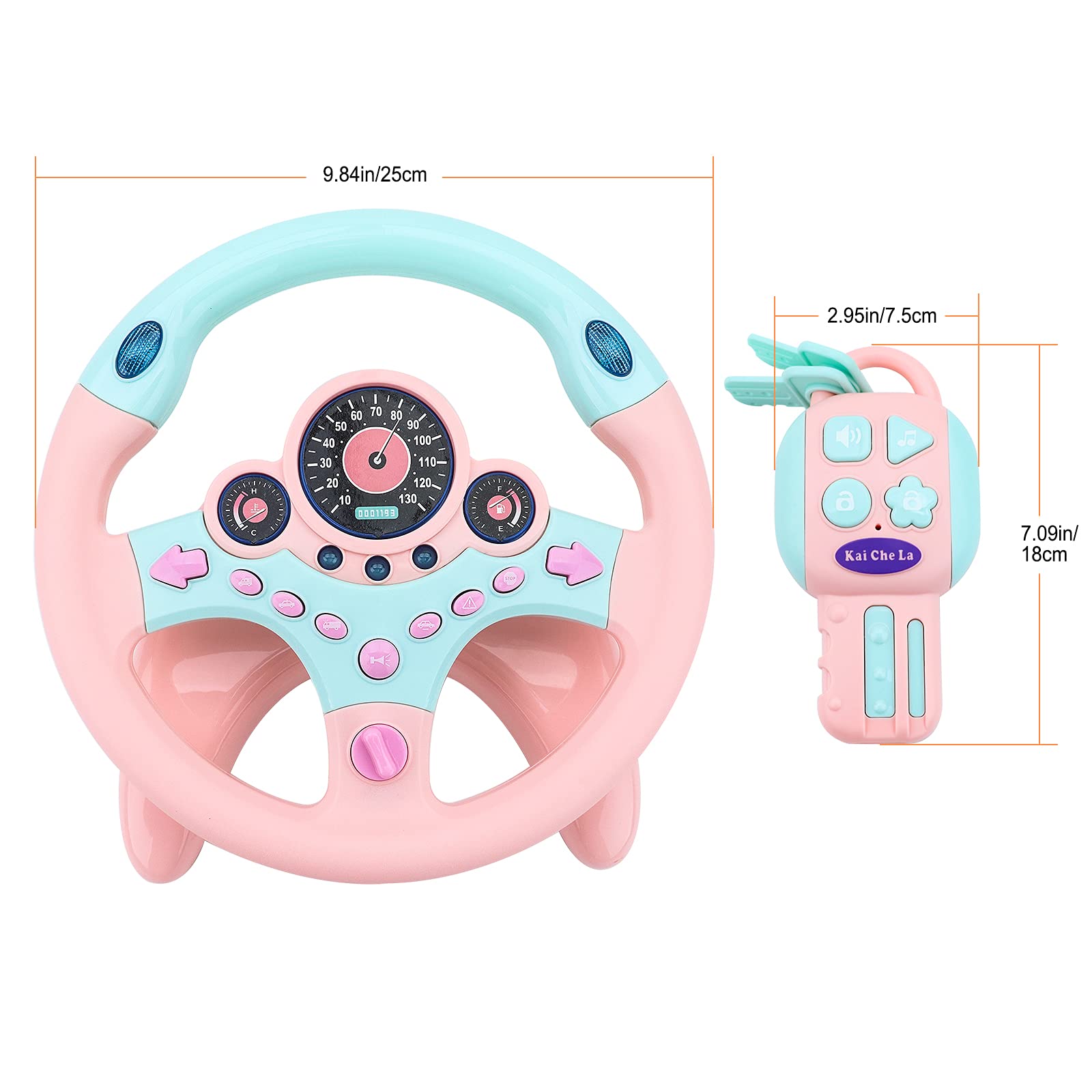 deAO Kids Steering Wheel base-attachment ensures secure and easy car-seat mounting.