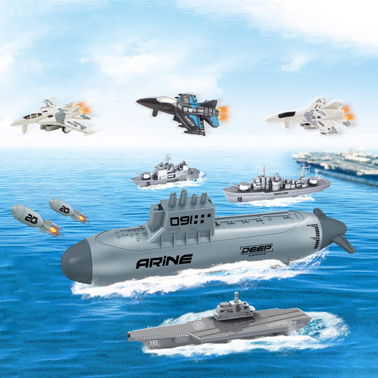 The deAO Submarine Pull-Back toy ready for quick glides across the floor.