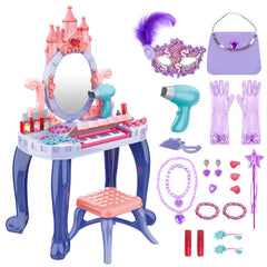 DeAO toddler vanity table with mirror boosts imaginative play and grooming routines.