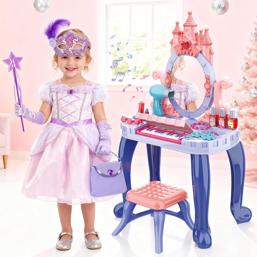 DeAO vanity table piano mode invites musical pretend play and creativity.
