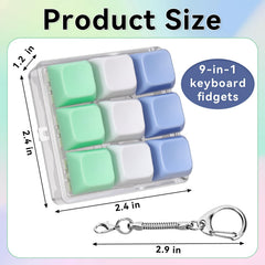 DEARIDAP 9-in-1 keyboard fidget toy white with keychain for desk and bag use