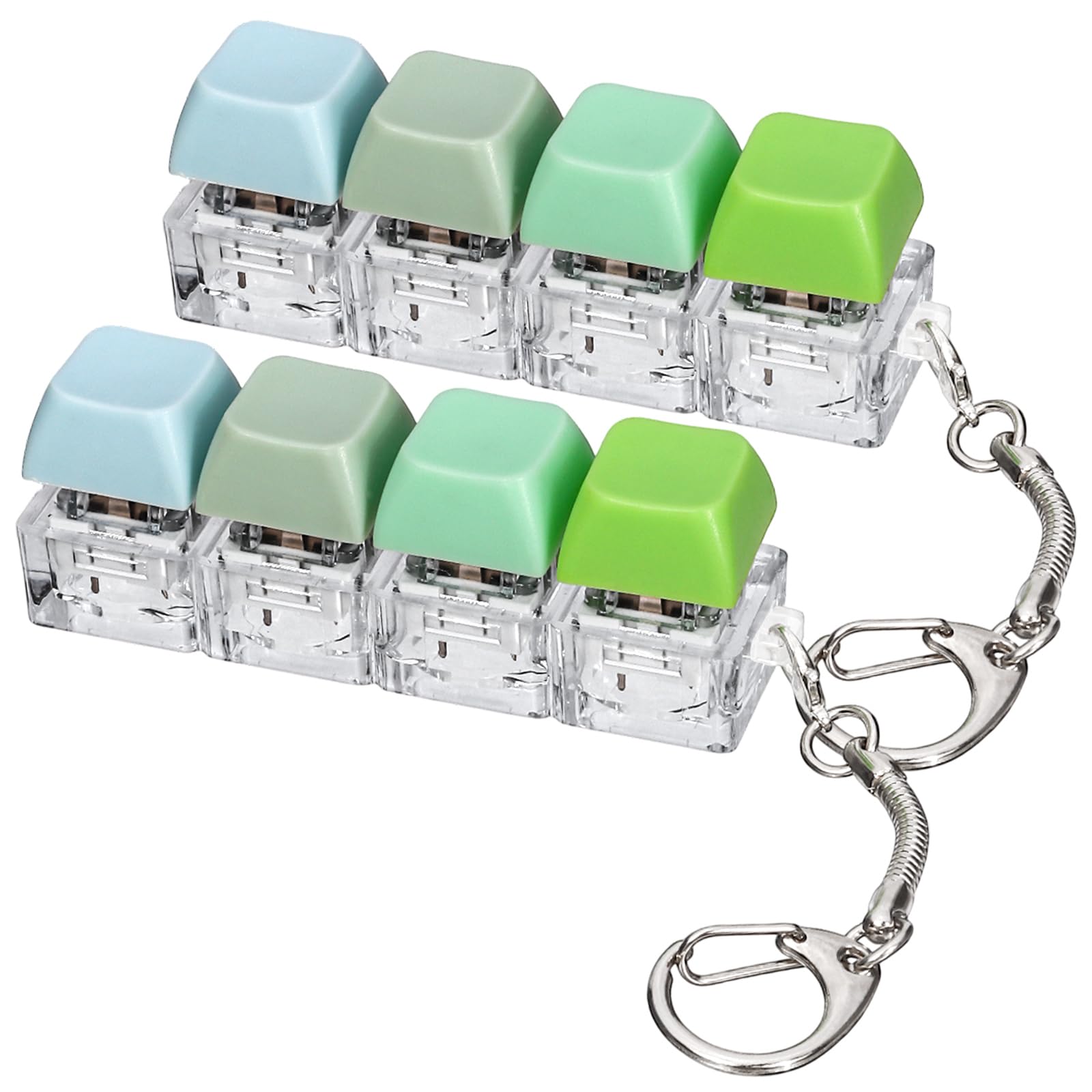 DEARIDAP keyboard fidget keychain 2pc green closeup for tactile relief on the go.