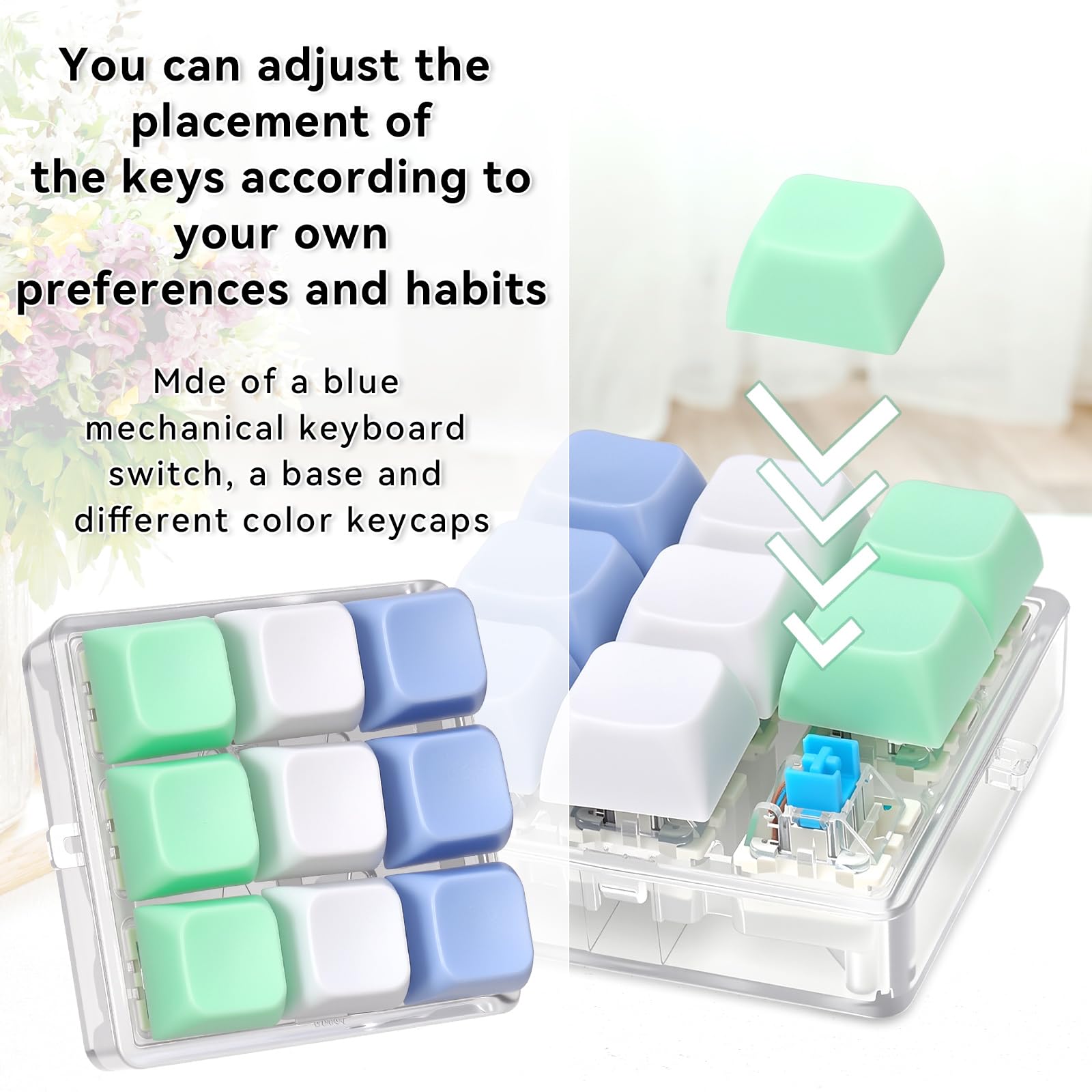 DEARIDAP keychain push bubble blue highlighting portable sensory toy for travel