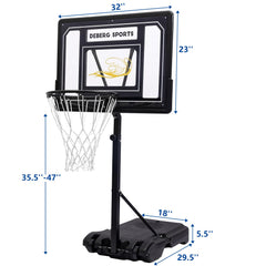 Poolside-ready DEBERG hoop setup for family pool games and practice.