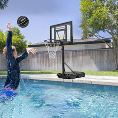 Stable base on DEBERG pool hoop set filled with water or sand for stability.