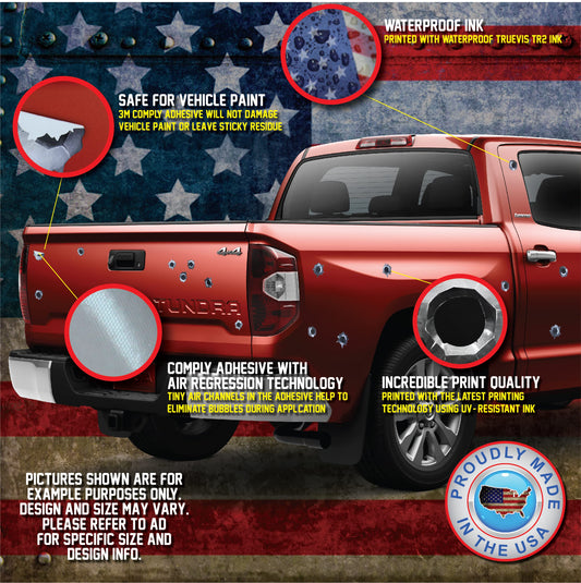 Decals by Haley car scratch cover bullet hole sticker, hides dents while maintaining paint safety