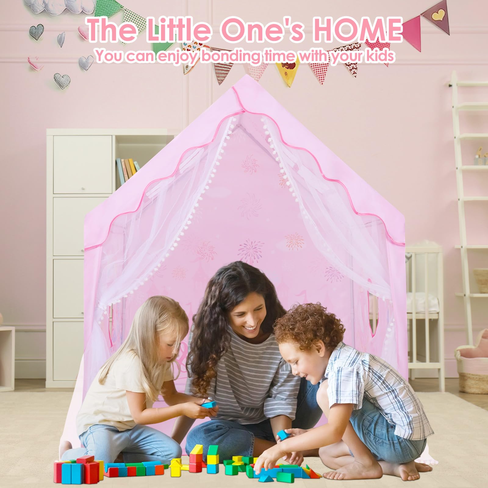 Decalsweet kids tent suitable for bedroom or backyard playtime.