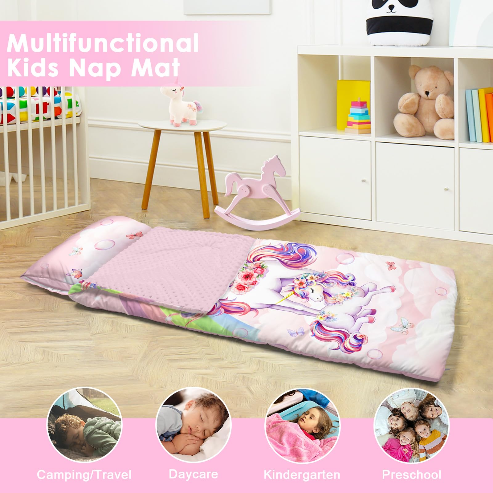 Decalsweet portable nap bag with velcro straps for easy packing
