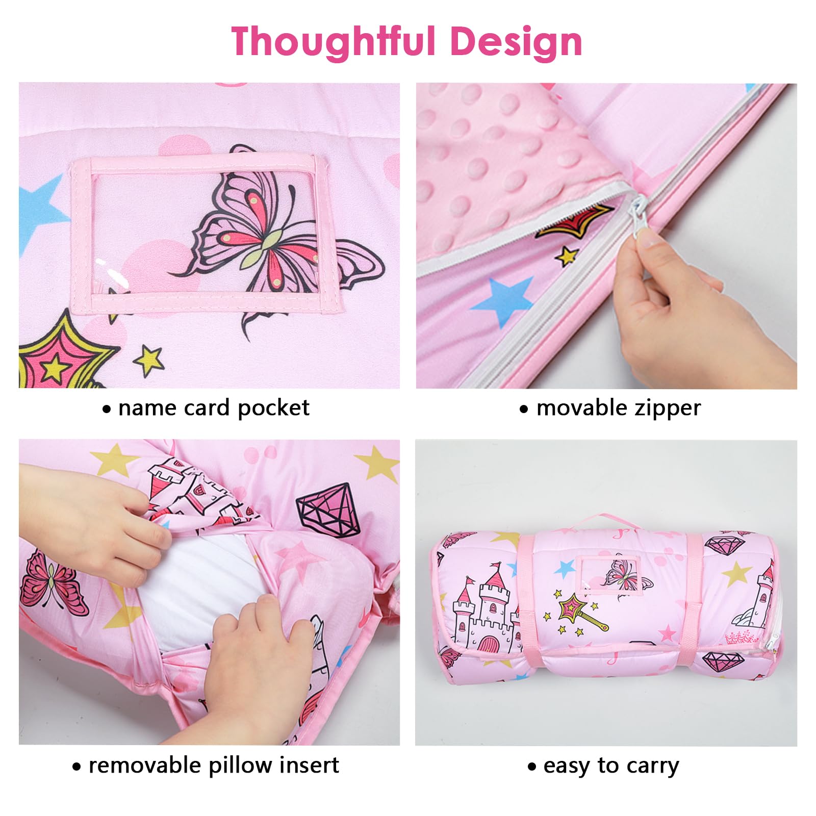 DecalSweet nap mat made from soft polyester fiber and minky dot fabric.