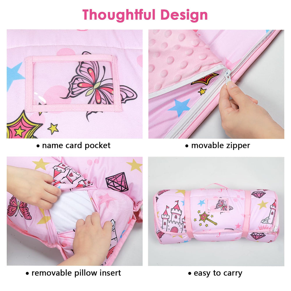 DecalSweet nap mat made from soft polyester fiber and minky dot fabric.