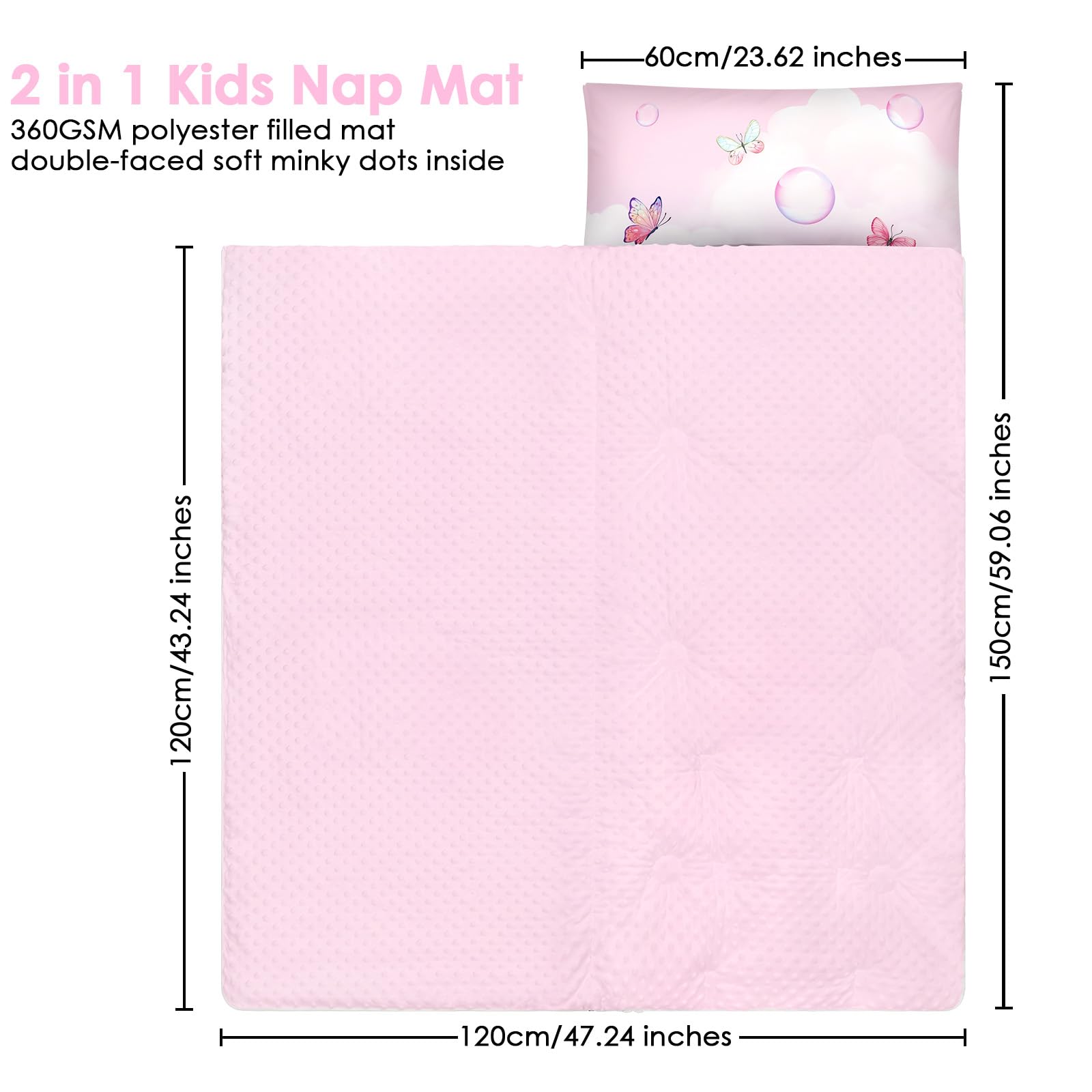 Decalsweet toddler nap mat with double-zip design for flexible sleeping positions