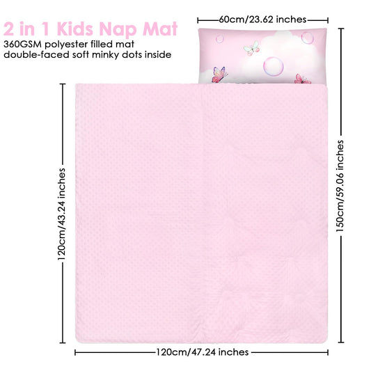 Decalsweet toddler nap mat with double-zip design for flexible sleeping positions