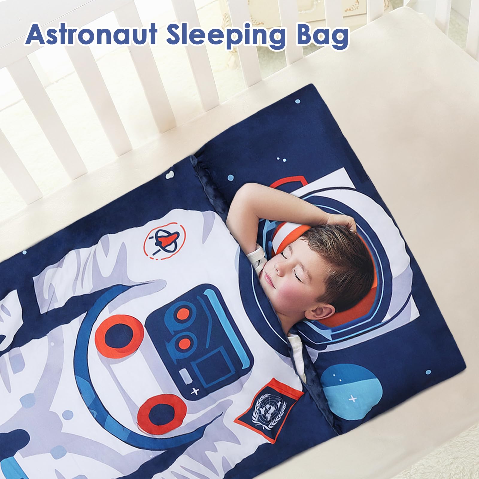 Decalsweet toddler sleeping bag 59x23 inches offers roomy comfort