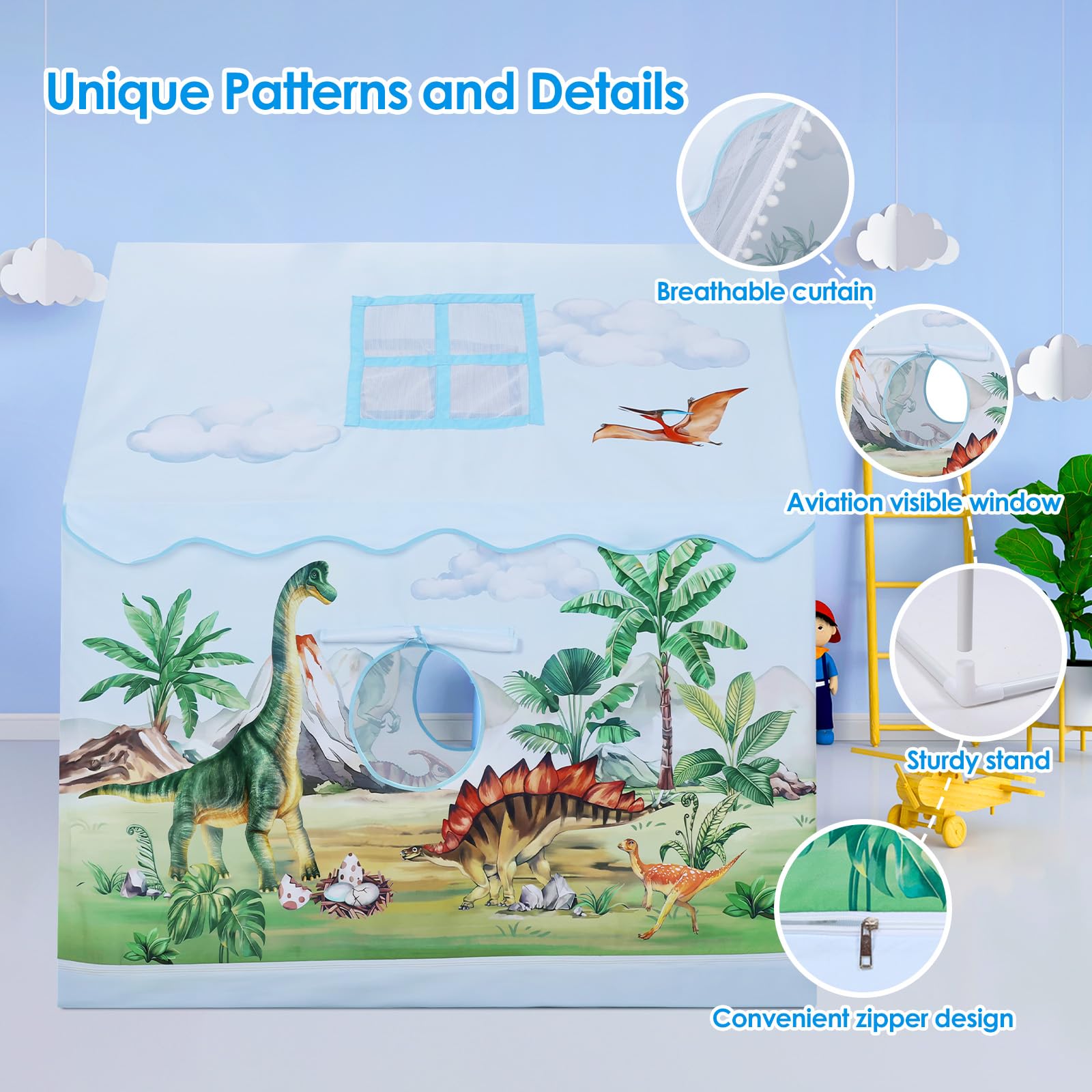 Decalsweet toddler tent sturdy polyester fabric and metal poles for durability