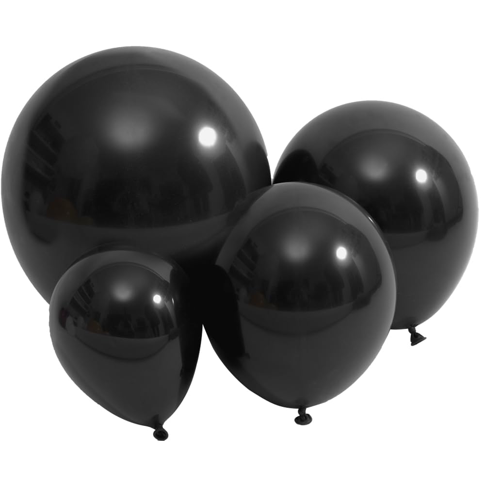 DECGOL latex balloons in black, 100-pack, ideal for DIY garland projects.