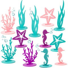 DECHISY mermaid centerpiece coral—vibrant table decor for ocean-themed parties.