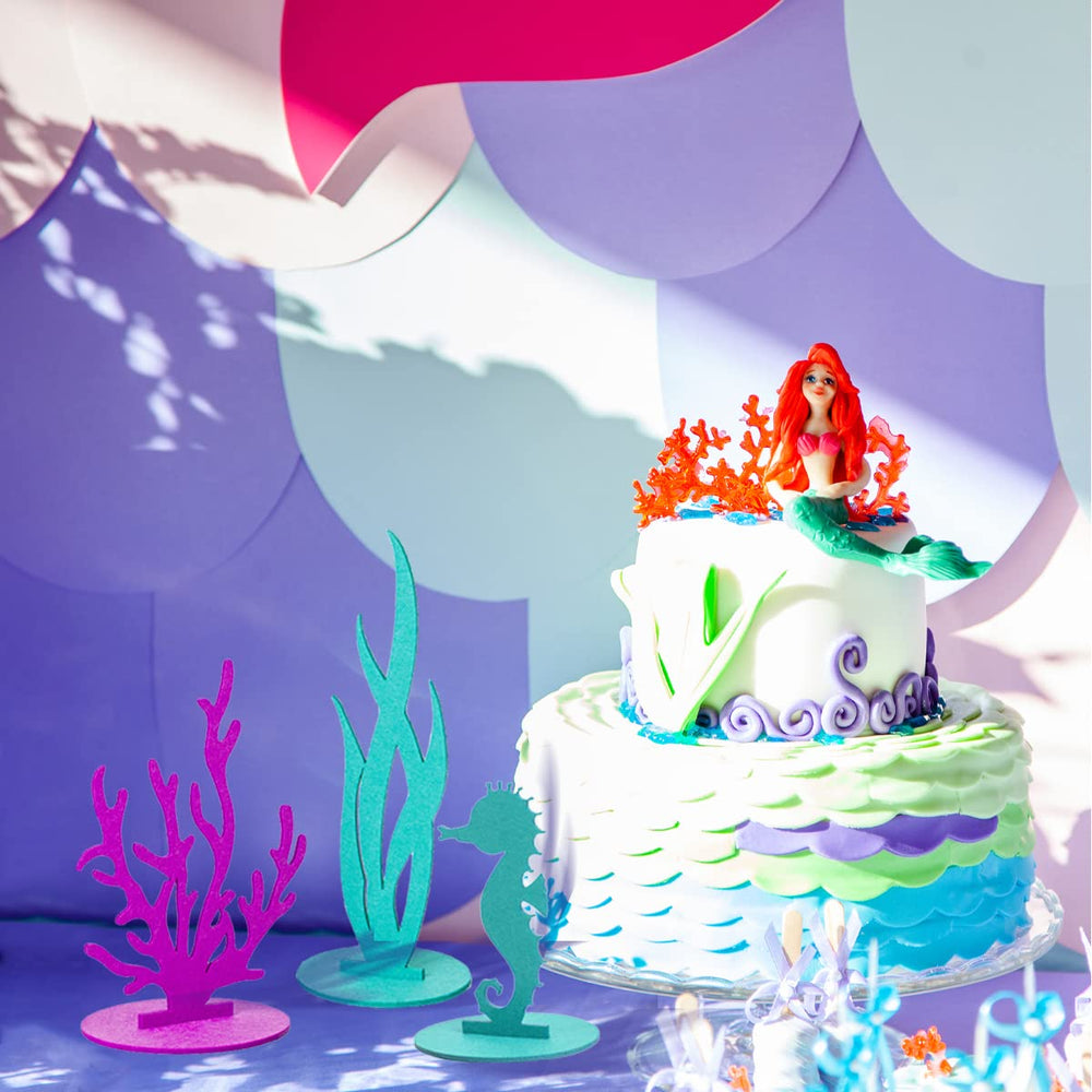 DECHISY mermaid centerpiece felt-base—easy DIY setup for quick decorating.