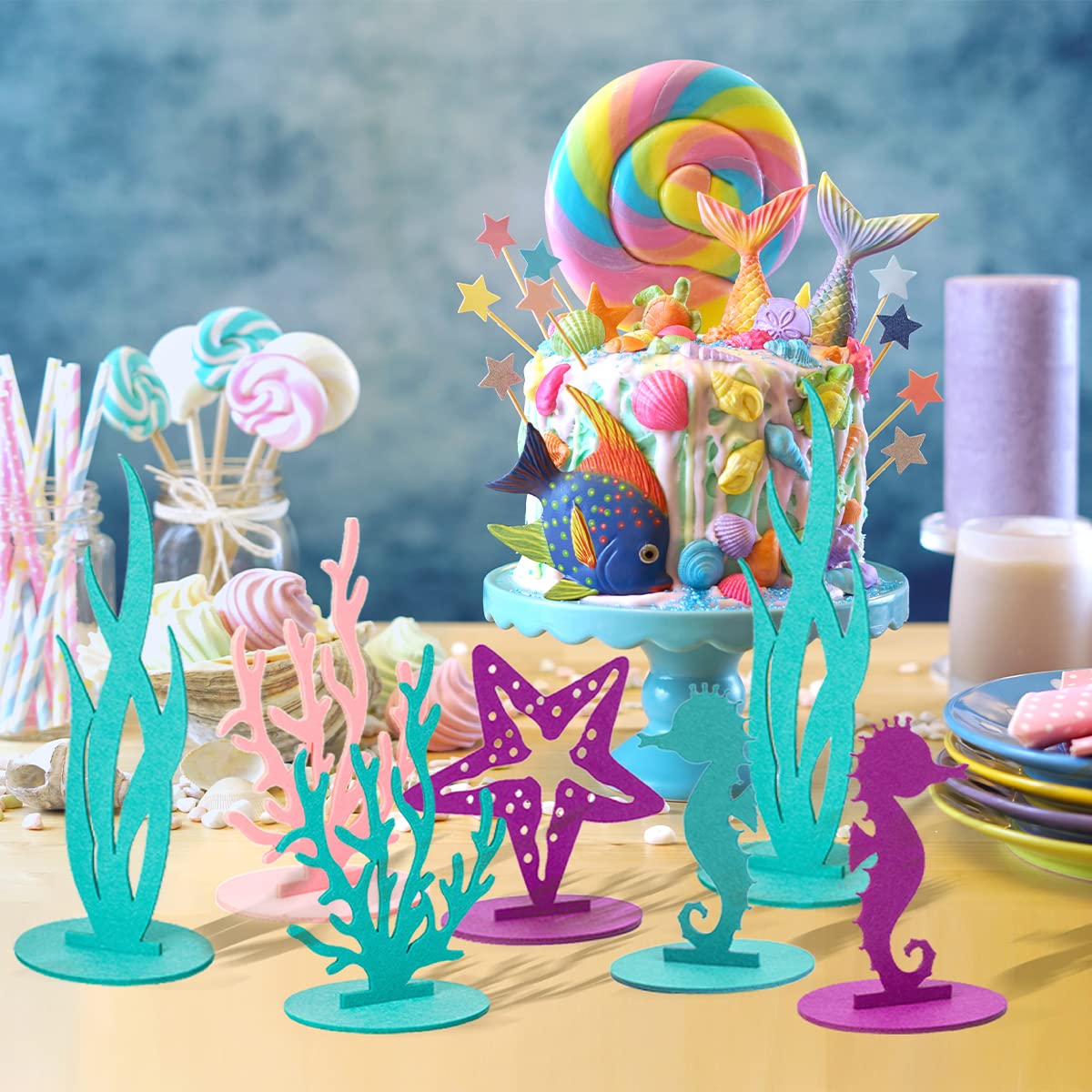 DECHISY mermaid centerpiece ocean-scene—engaging visuals that spark curiosity.