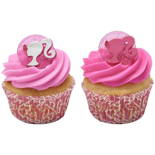 Official Barbie silhouette topper elevates birthday treats with a polished finish.