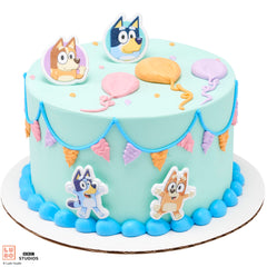 DecoPac Bluey rings on cake base add steady character toppers.