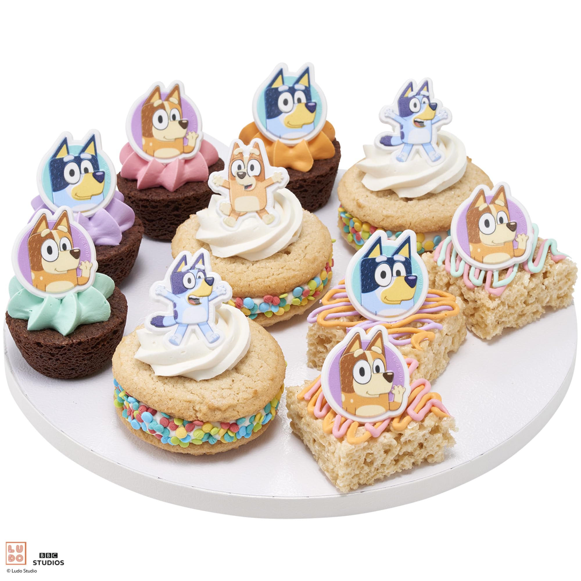 DecoPac Bluey rings ideal for donuts and muffins decor.