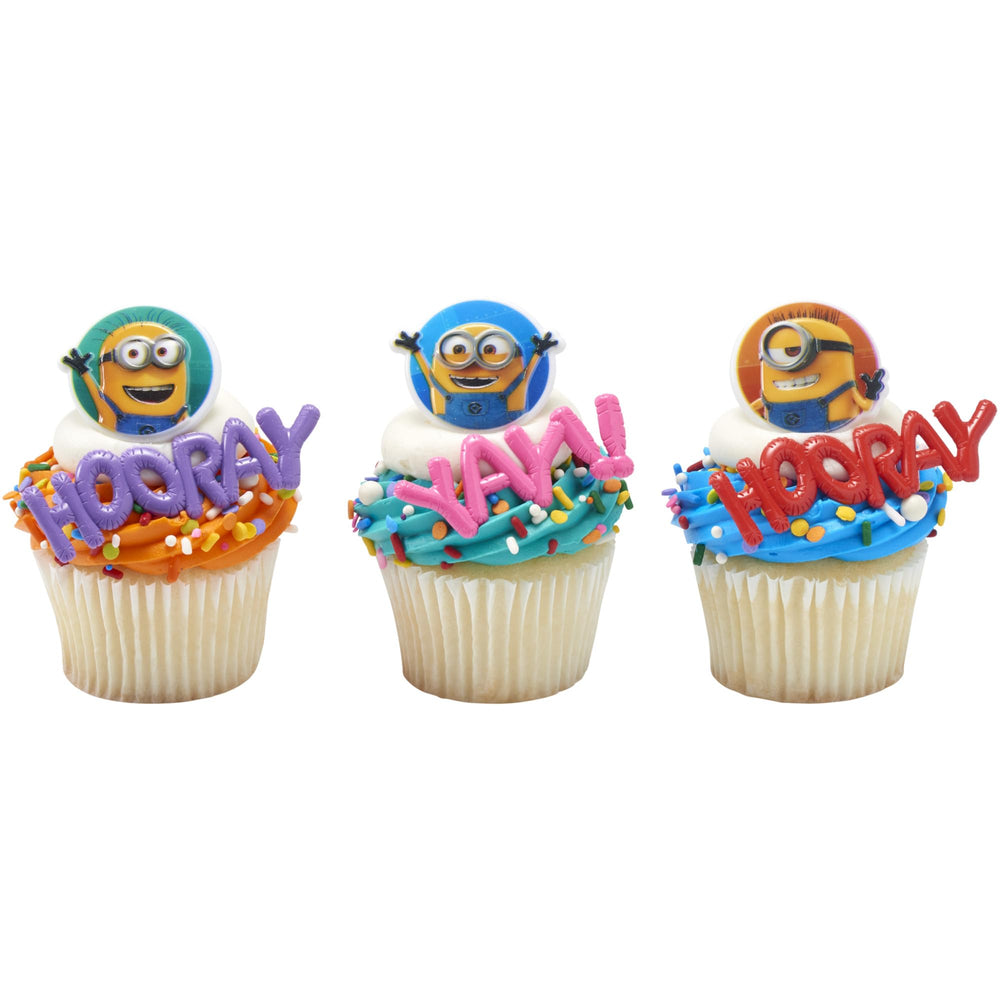 DecoPac Minions cupcake ring design enhances donut toppers.