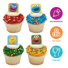 DecoPac Sesame Street Elmo rings embellish festive cupcakes