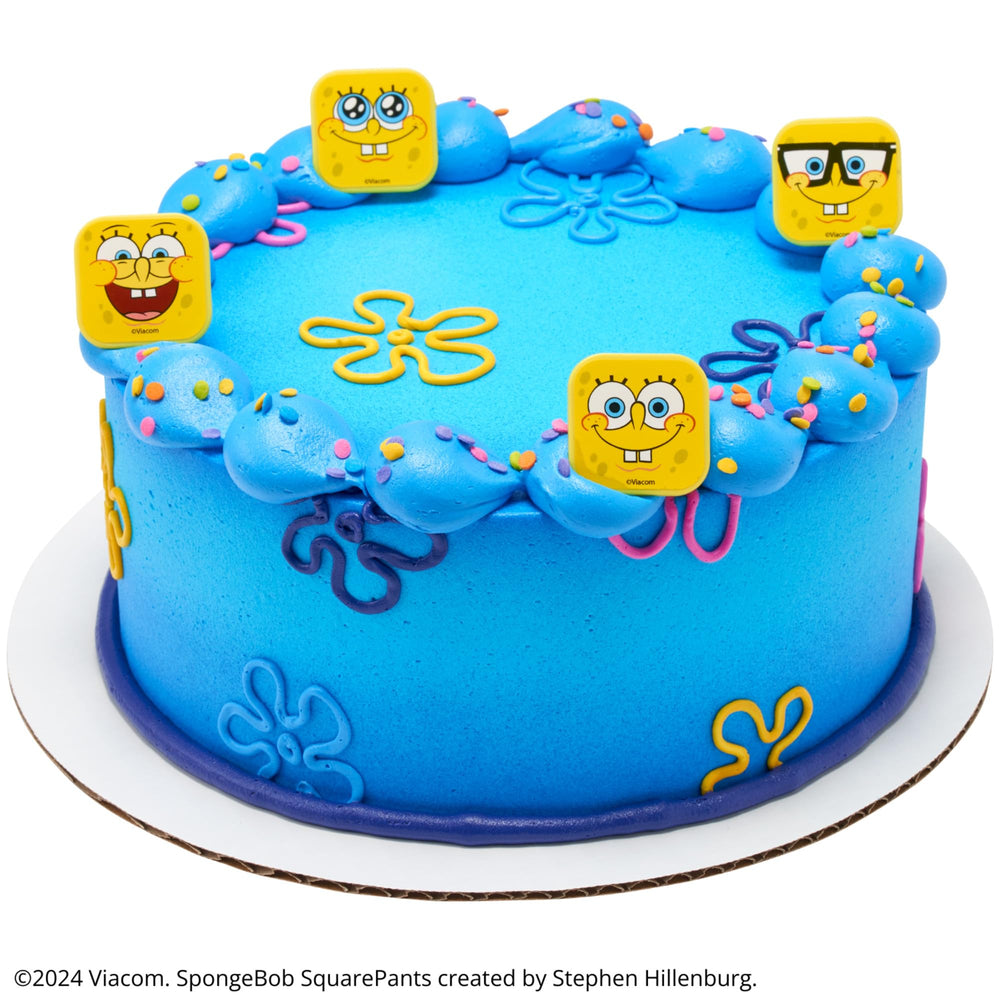Cupcake decoration of SpongeBob ring by DecoPac for cake accents.