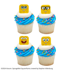 Food-safe molded plastic DecoPac SpongeBob ring for desserts.