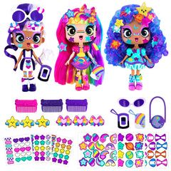 DECORA GIRLZ 5-inch Pack A dolls trio with vibrant outfits for imaginative styling.