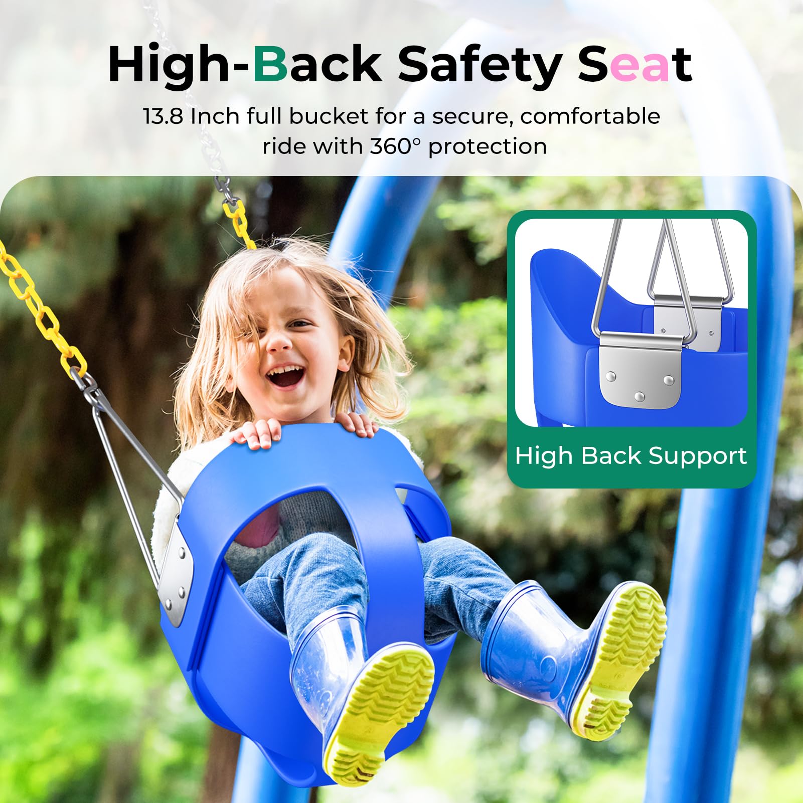 Decorlife 13-8-inch basket highlights spacious seat for comfy sessions.
