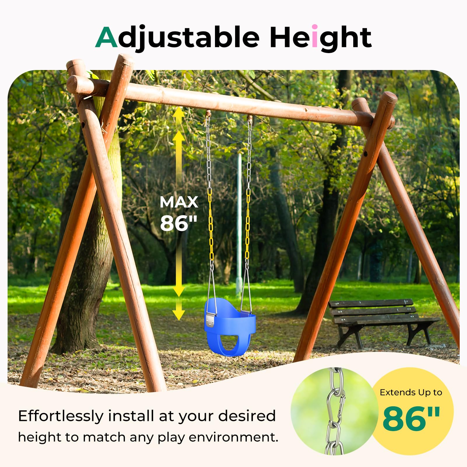 Decorlife outdoor yard setup captures portable ready-to-use swing in action.