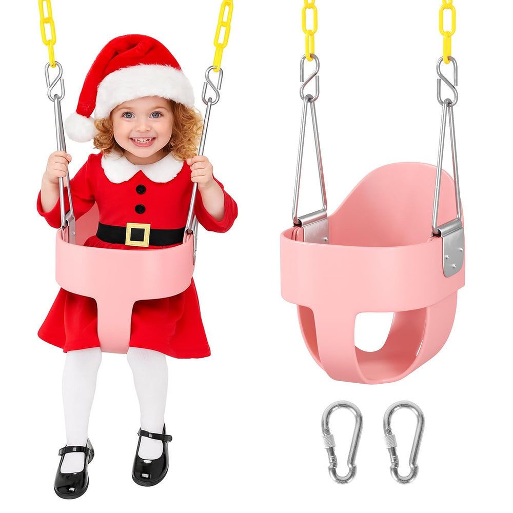 DECORLIFE pink toddler swing basket close-up highlighting soft EVA material for gentle touch
