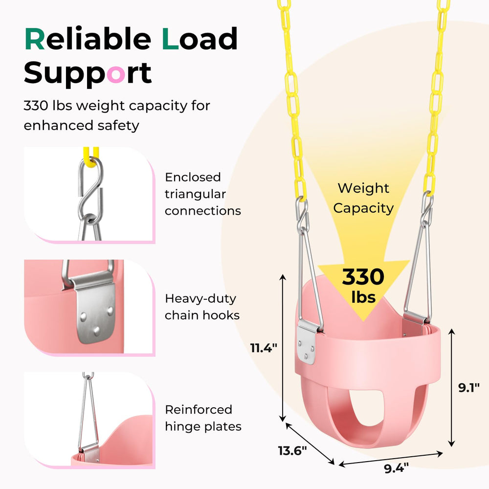 DECORLIFE outdoor pink swing installed in yard for easy setup