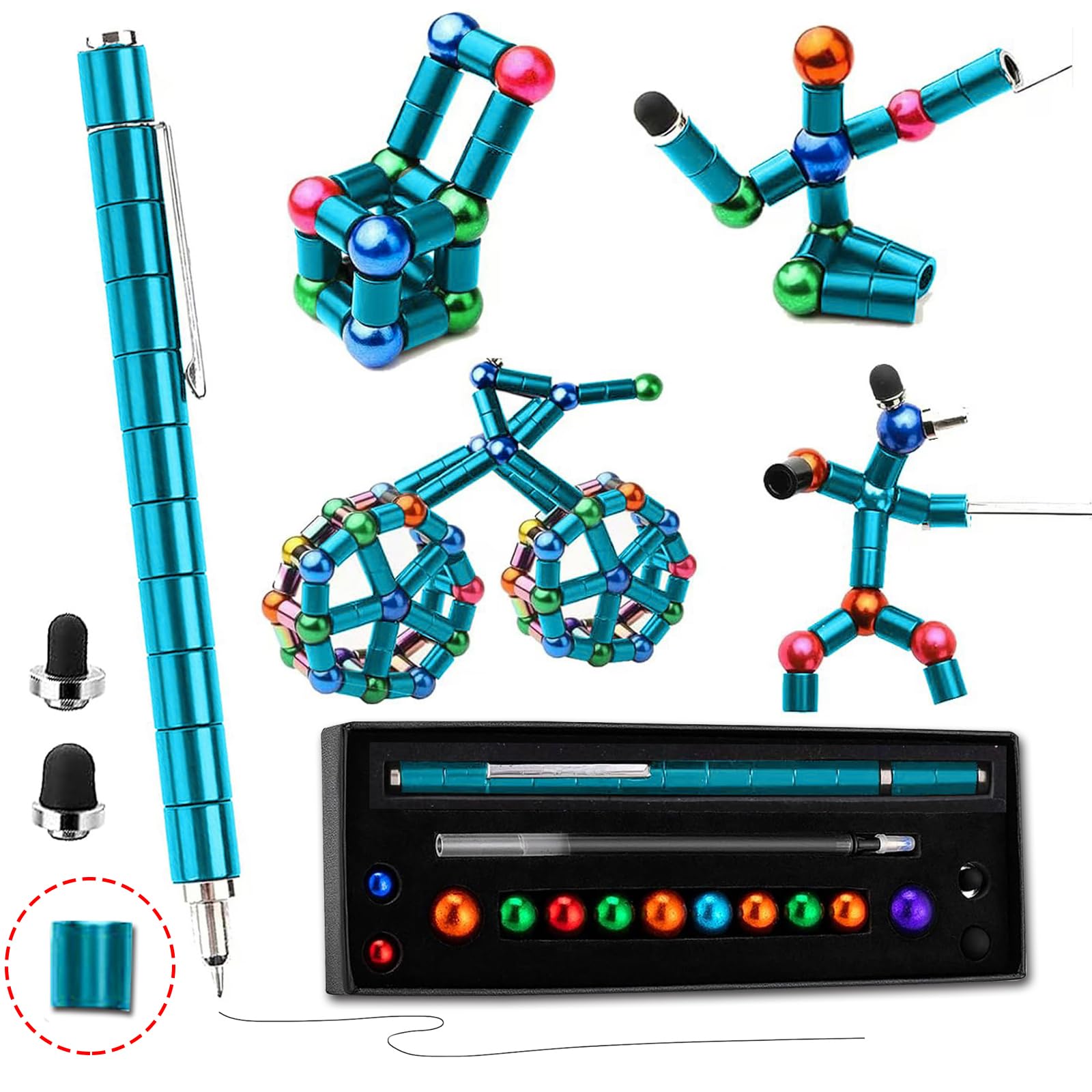 Decorrays valentines blue magnetic fidget pen, a fun desk companion for focus and creativity.