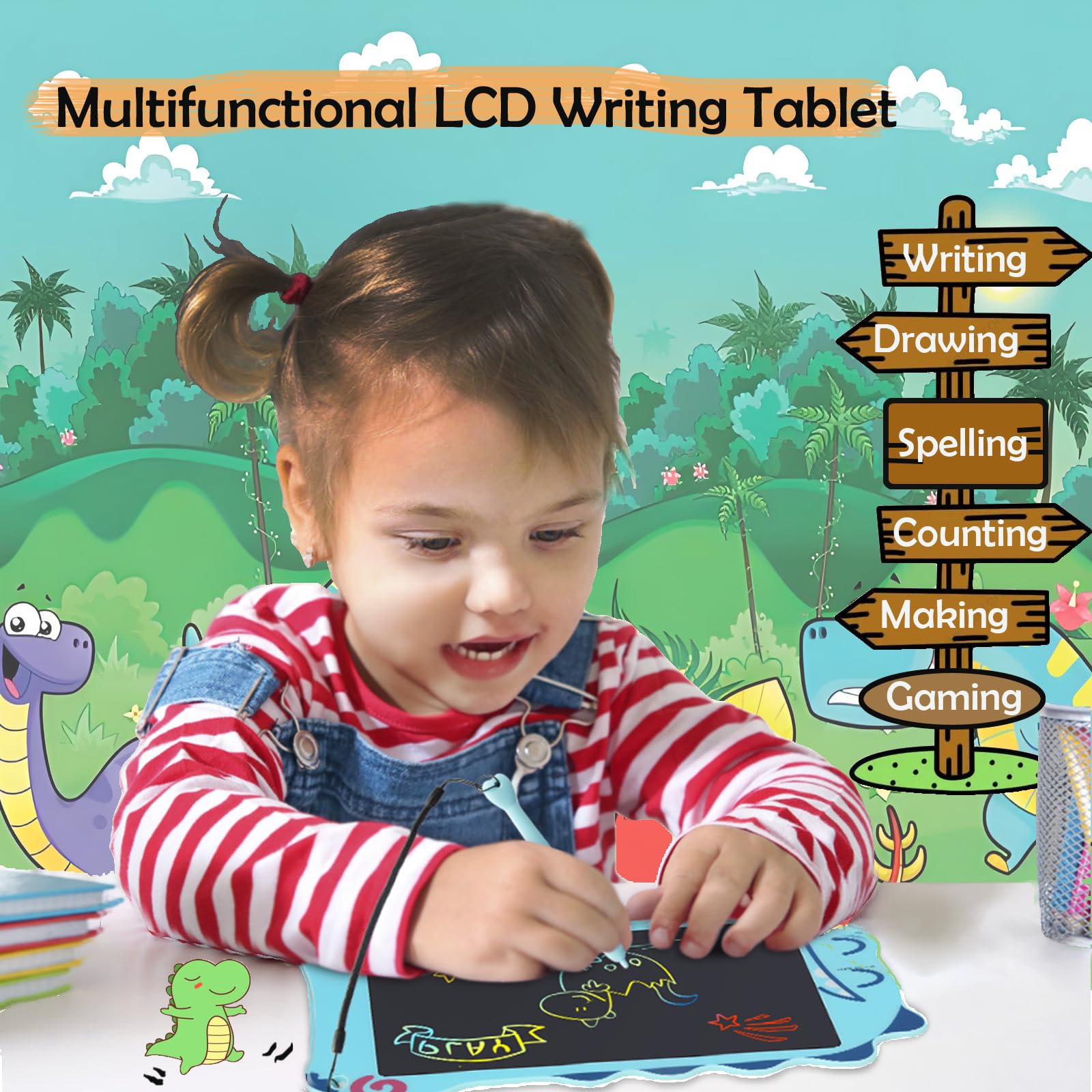 Decute colorful toddler tablet designed for learning on the go.