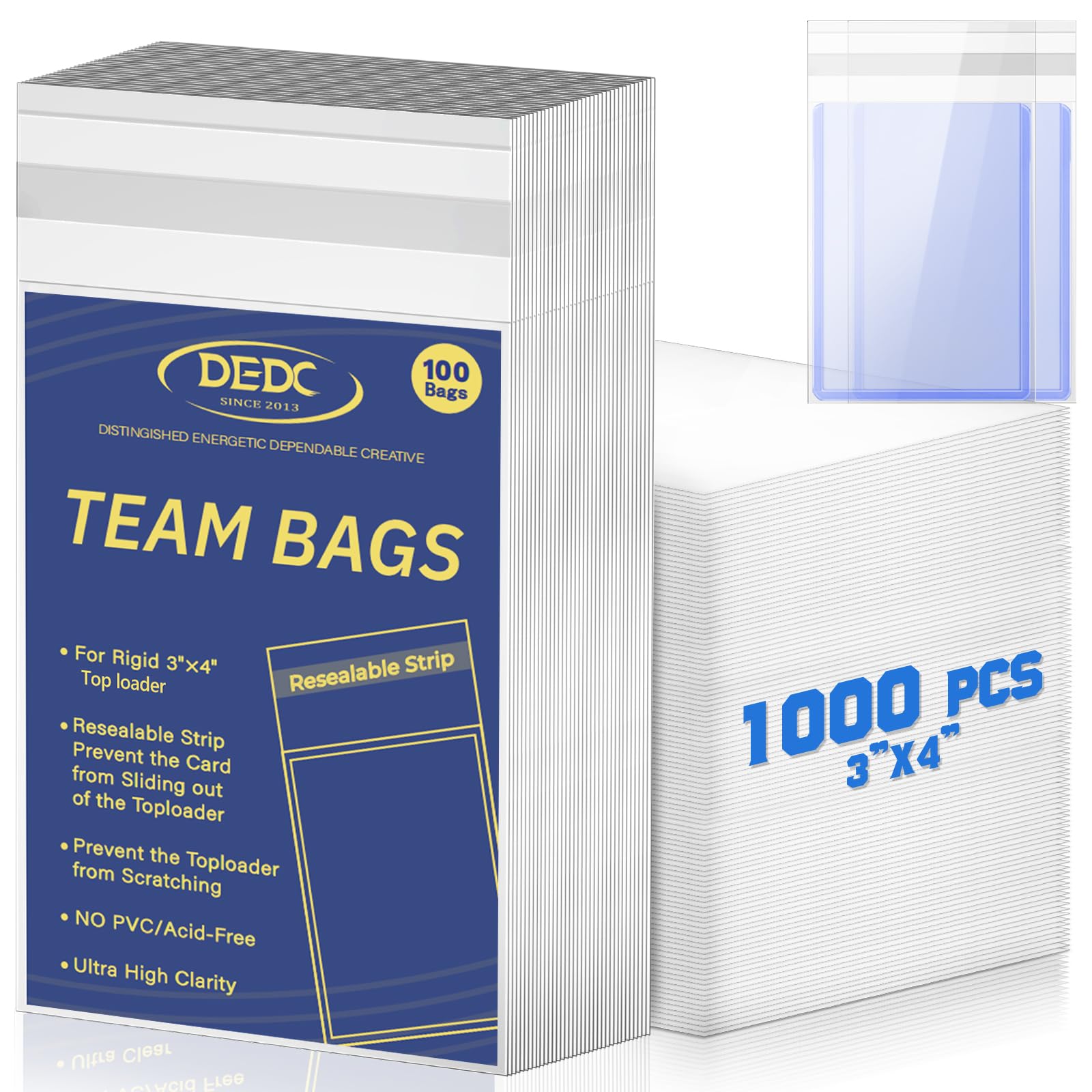 DEDC 1000pcs card sleeves 3x4 fit for secure shipping and display