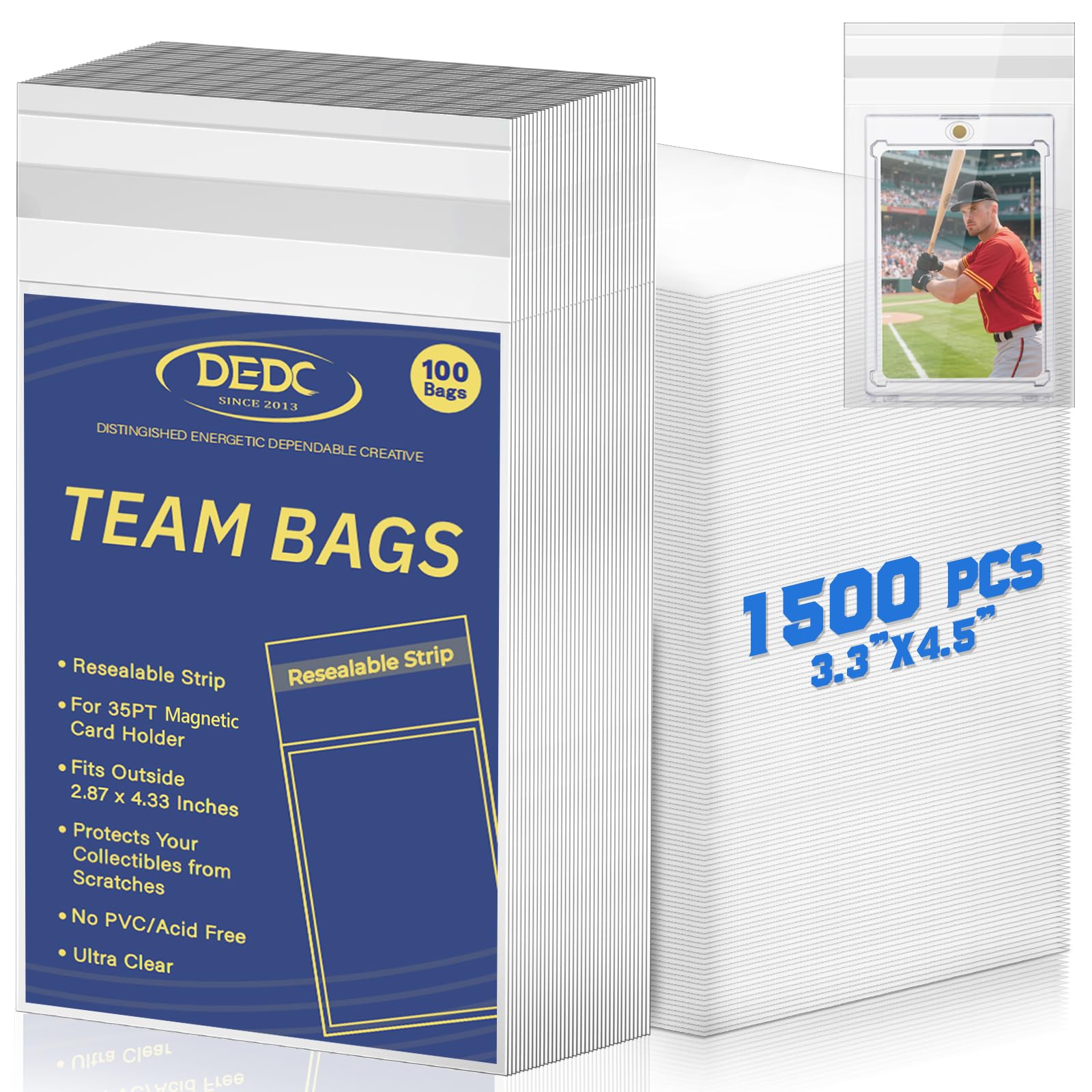 DEDC team set bags with adhesive-top closure provide easy reseal for cards