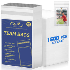 DEDC team set bags with adhesive-top closure provide easy reseal for cards